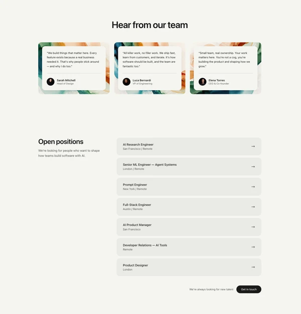 APEX careers page with testimonials and open positions