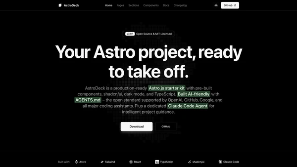 AstroDeck dark mode view with fully inverted color scheme