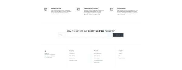 STRIDE template footer with navigation and social links