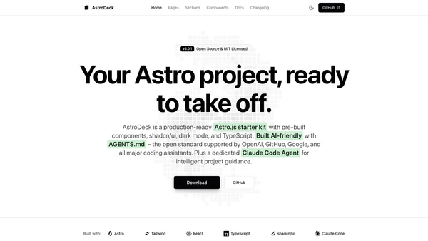 ASTRODECK - Astro.js Starter Kit