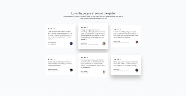 STRIDE template testimonials carousel with customer quotes