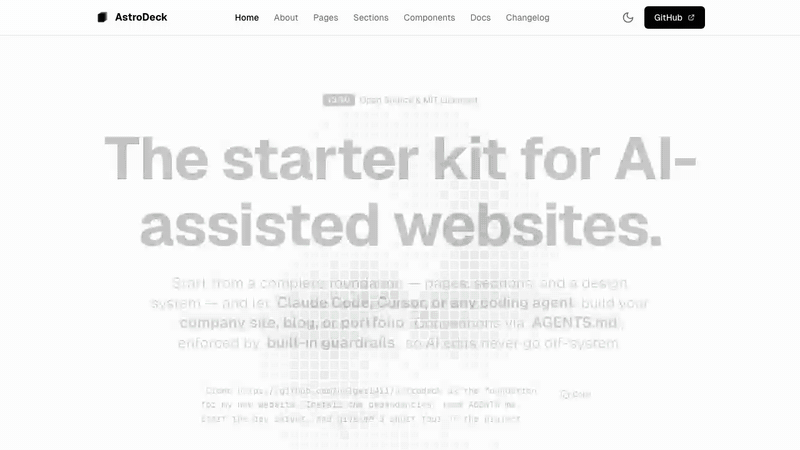 AstroDeck demo: prompt to finished page